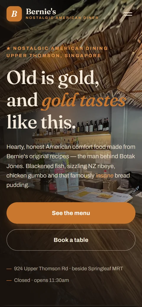 Mobile view of Bernie's Restaurant