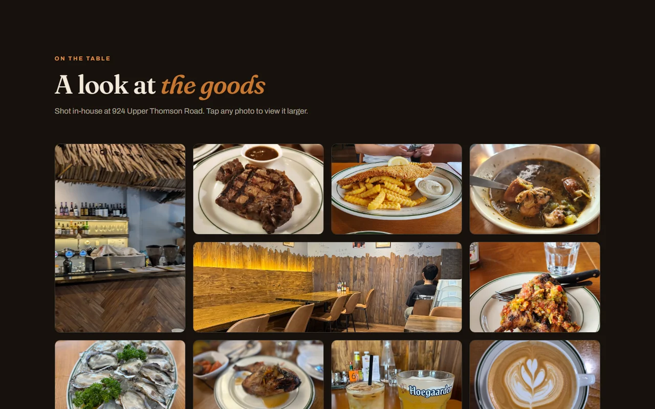 Restaurant gallery combining food, interiors and dining atmosphere
