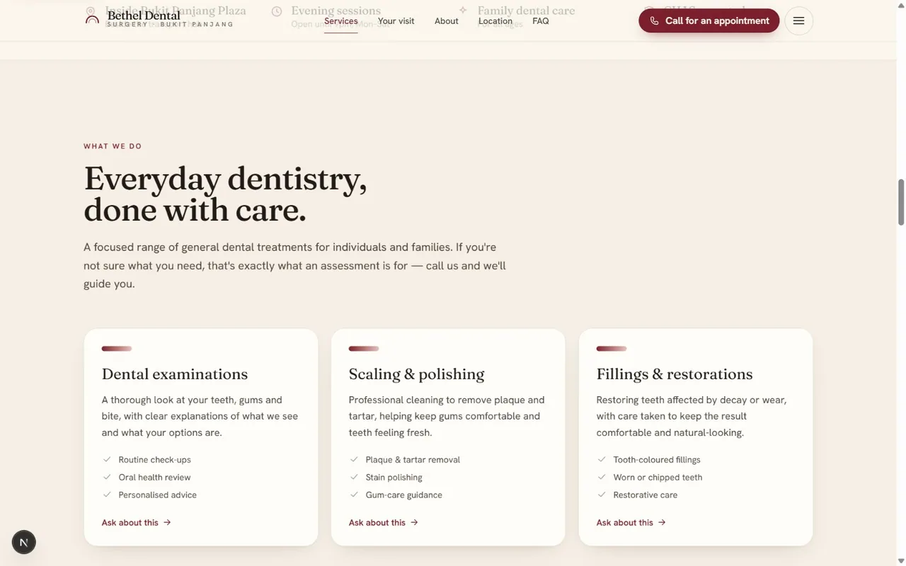 Bethel Dental services section