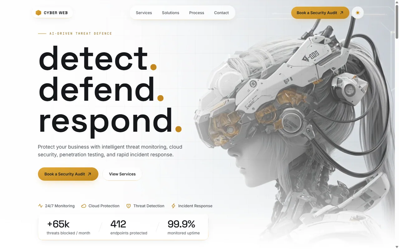 Full desktop view of Cyber — AI Security