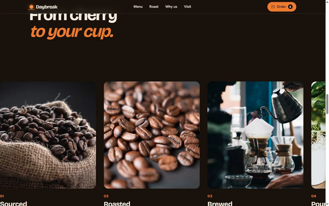 Daybreak Coffee pinned single-origin story