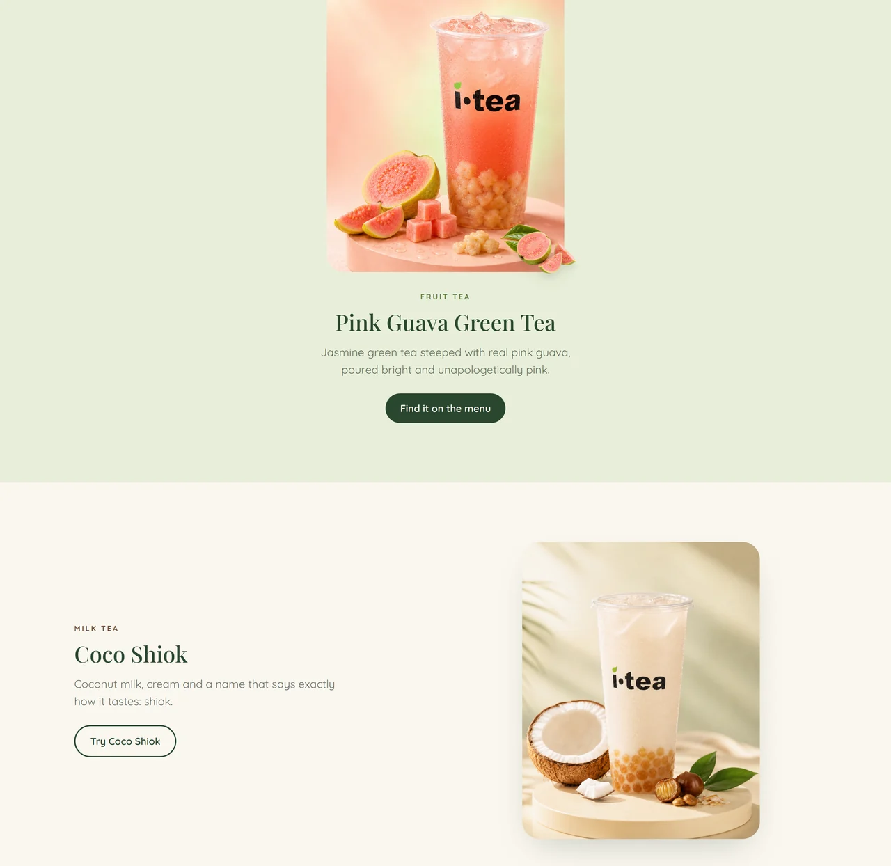 Editorial product stories built around flavour, colour and ingredients