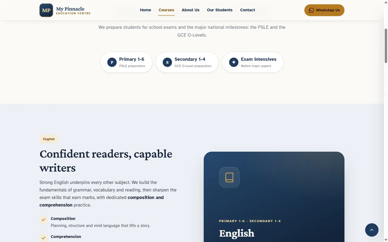 My Pinnacle courses page