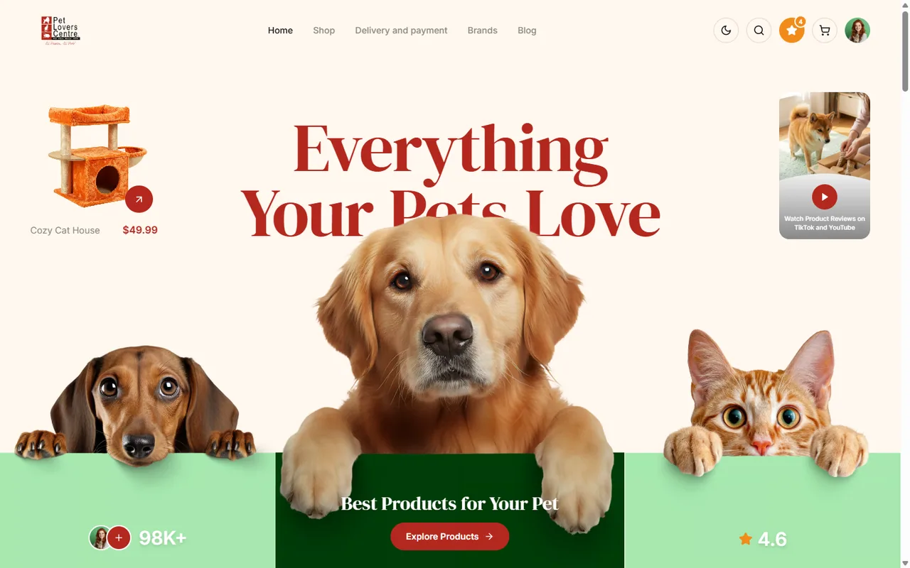 Full desktop view of Pet Lovers Centre